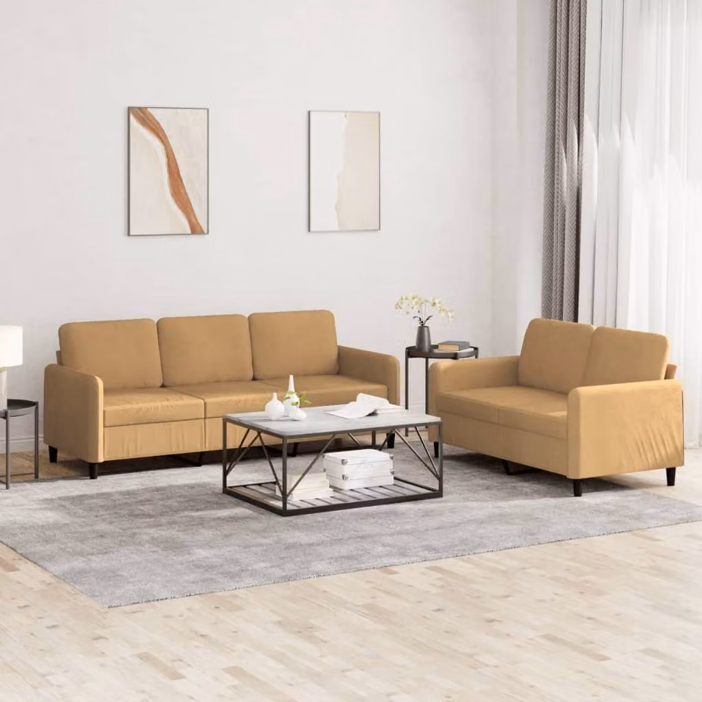Maison Exclusive - Set divano 2 pezzi in velluto marrone
