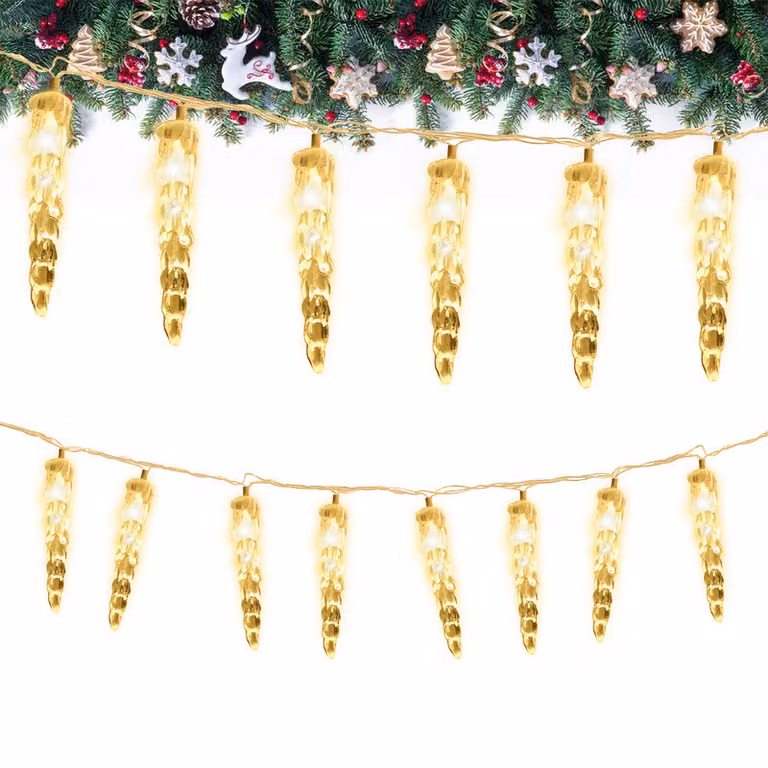 Jayseuw LED ghiacciolo fata luci 8 modalità di luce 40 LED 5M bianco caldo decorazione di Natale