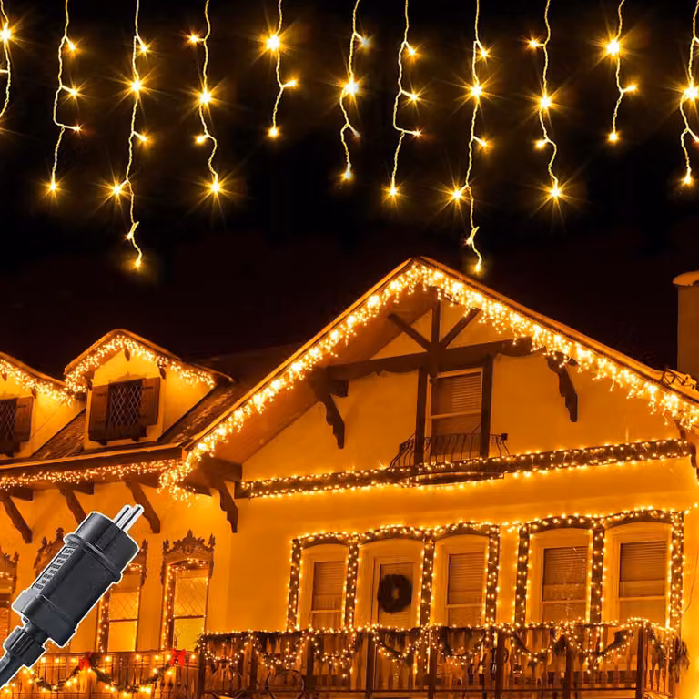 Tenda luminosa a LED, 5 metri, 200 LED bianco caldo, grado di protezione IP44, con timer