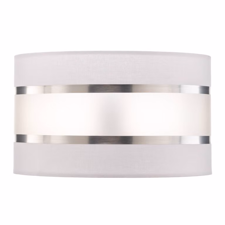 Paralume Helen E27 Ø25/altezza 15 cm bianco/argento HELAM, Bianco / Opale, Tessuto / Stoffa / Seta