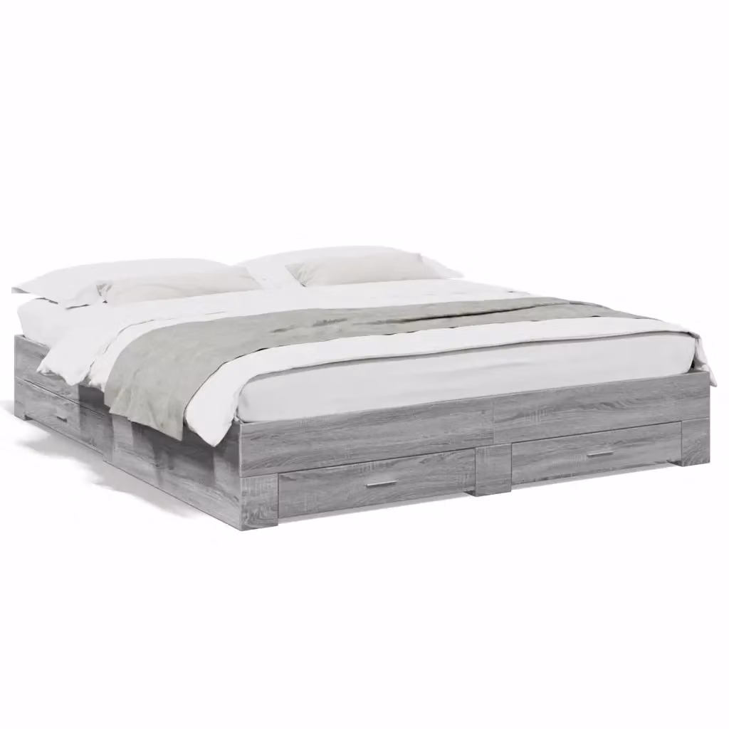 vidaXL Giroletto con Cassetti Grigio in Legno Multistrato L: 180 cm, P: 200 cm – 2