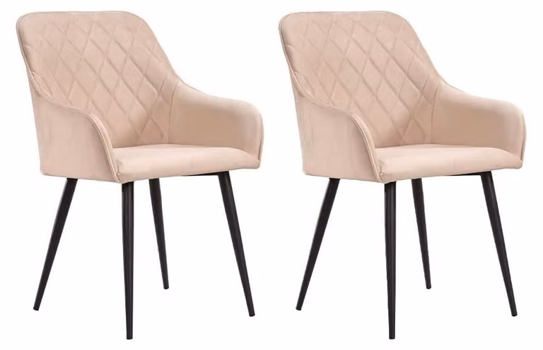 Set di 2 sedie da pranzo Bergamo in velluto beige