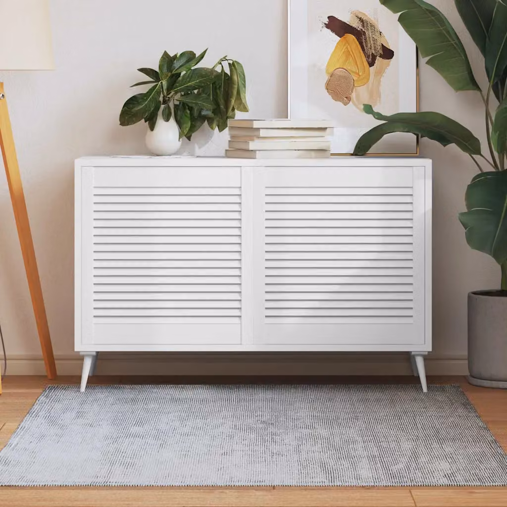 Set di 2 ante a lamelle vidaXL in legno di pino laccato bianco, L: 61,5 cm x H: 59,4 cm