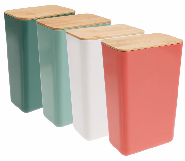 Omgoods - Set di 4 contenitori con coperchio in bambù