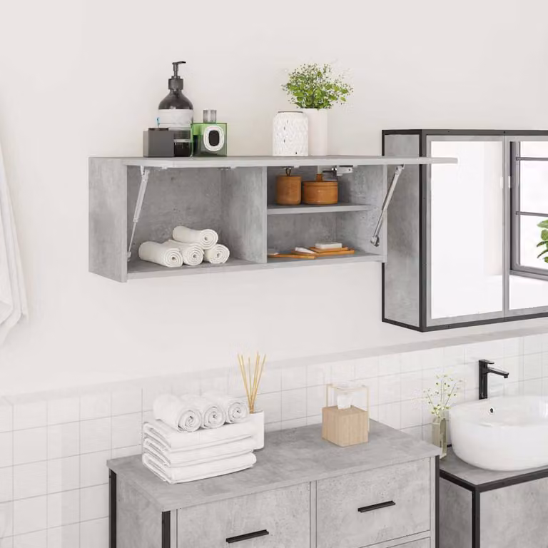 Armadietto da bagno sospeso vidaXL Grigio, L: 80 cm, P: 25 cm, H: 30 cm