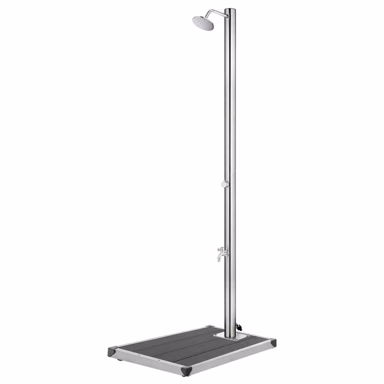 Maison Exclusive - Doccia da giardino con base grigia da 220 cm in acciaio inossidabile