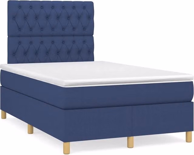 Letto Ibrido vidaXL con Giroletto a Molle e Materasso Blu e Bianco L/P/H: 120 x 200 cm