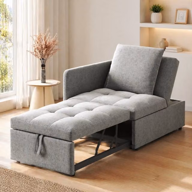Divano letto 3 in 1 177 cm grigio con schienale regolabile e cuscino HOMVRA