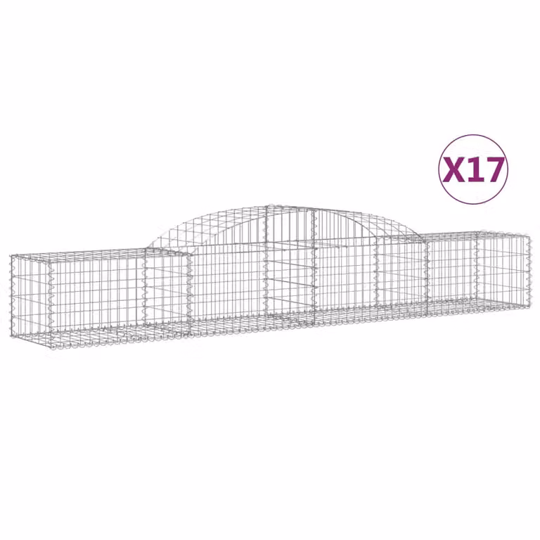 Cesti Gabbioni ad Arco 17 pz 300x50x40/60 cm Ferro Zincato