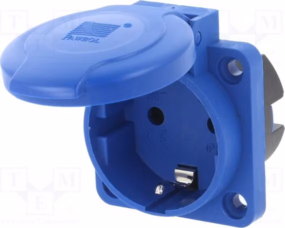1 connettore: per alimentazione AC, presa 2P con messa a terra (PE), 250VAC, modello D.3153S, monofase