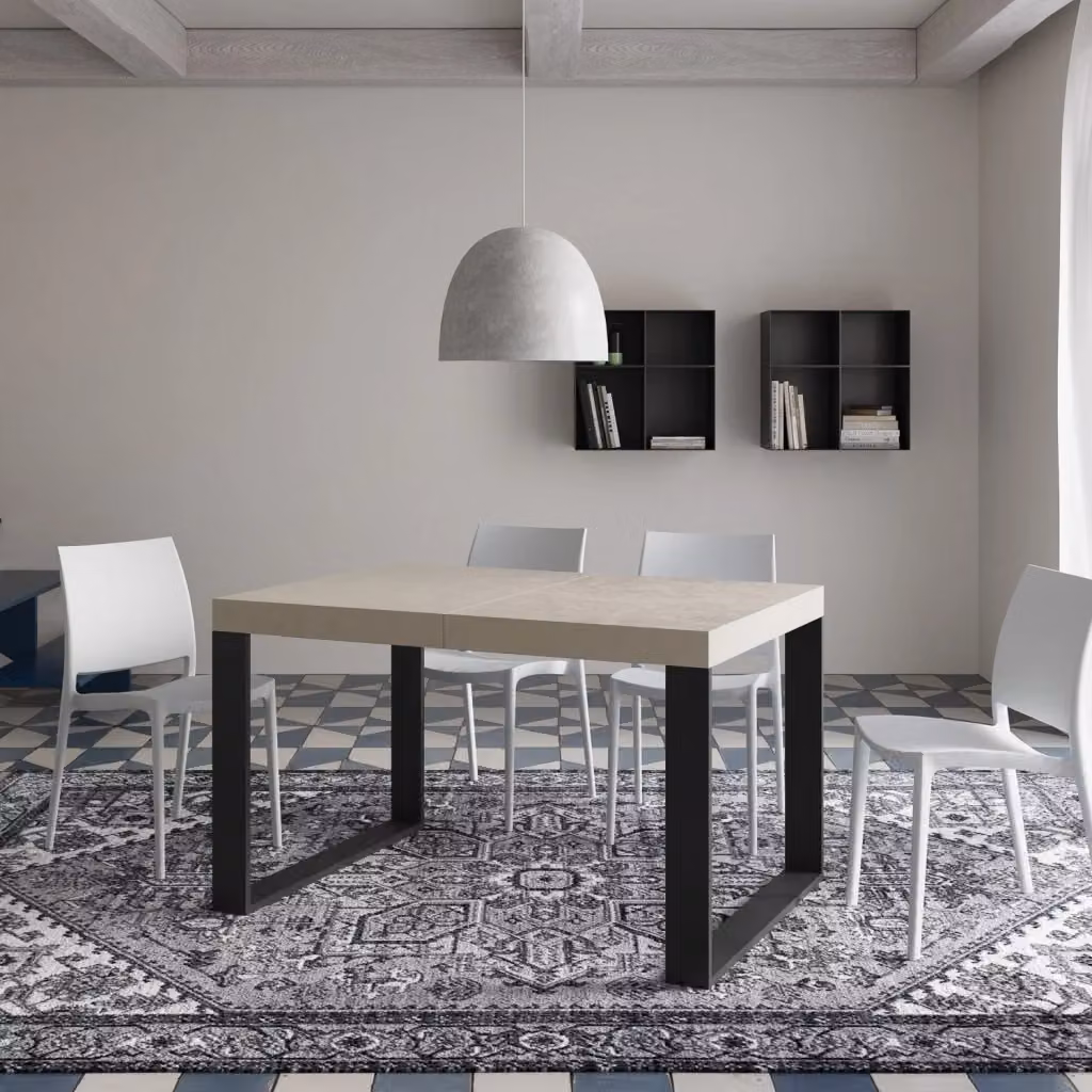 Tavolo Allungabile Moderno GIORDANOSHOP in MDF Laminato con Telaio in Metallo Antracite L: 140-400 cm, P: 90 cm, H: 77 cm – 2