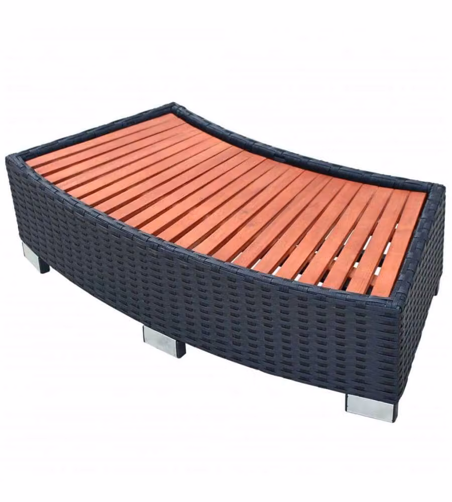 vidaXL Scalino per Spa in Polyrattan Nero L: 92 cm, P: 45 cm, H: 25 cm – 2
