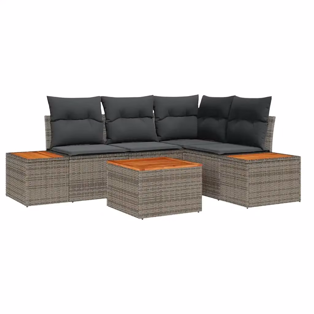 vidaXL Set Divano da Giardino a L con Tavolino e Cuscini, 4 Posti, Grigio – 2