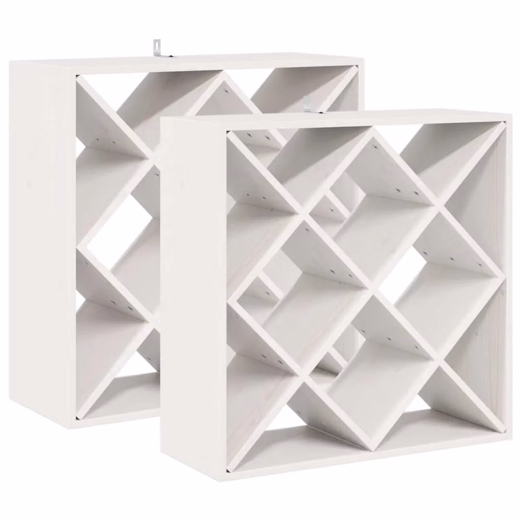 Set di 2 portabottiglie vidaXL in pino massello bianco laccato L 62 cm x P 25 cm x H 62 cm – 2