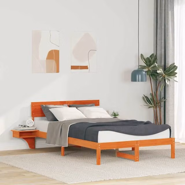 Struttura del letto Marrone cerato 135 x 190 cm Pino massello 873456