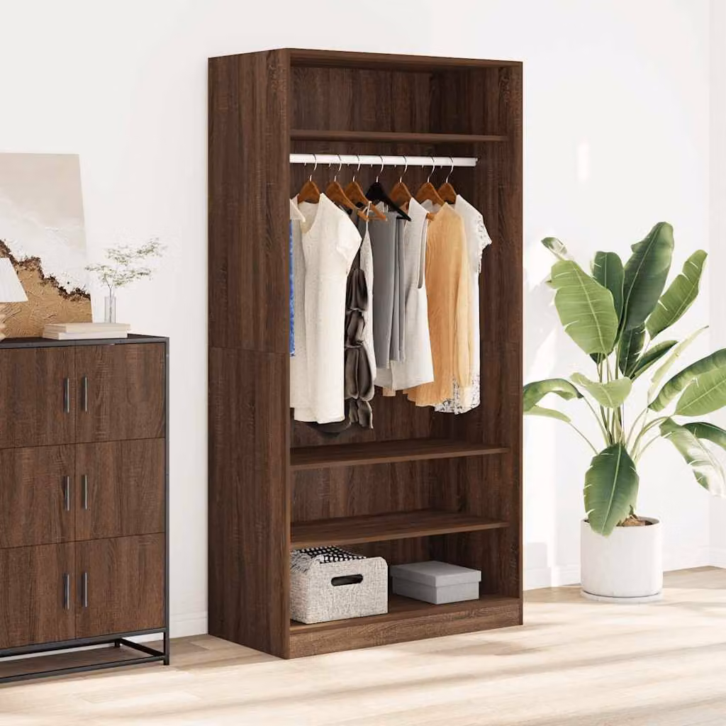 Armadio moderno vidaXL in legno rovere marrone con ripiani e appendiabiti L: 100 cm, P: 50 cm, H: 200 cm – 1