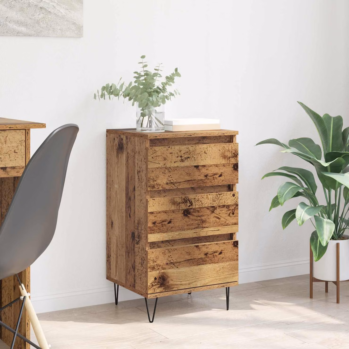 Credenza in stile industrial vidaXL in legno e metallo marrone L 40 cm x P 35 cm x H 70 cm