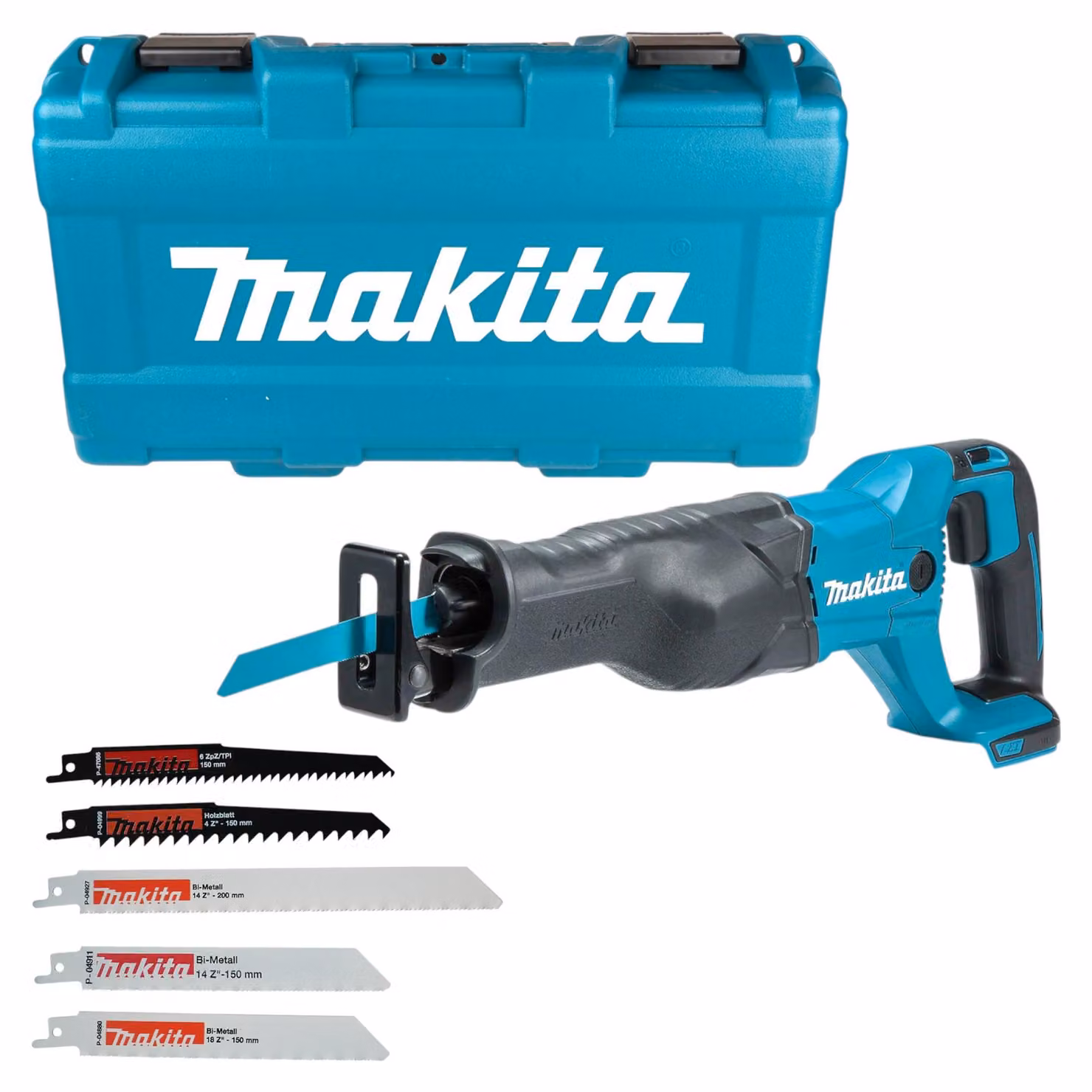 Sega circolare a batteria Makita DJR 186 ZK 18 V + set di lame per sega circolare ( P-83967 ) + custodia - senza batteria, senza caricabatterie