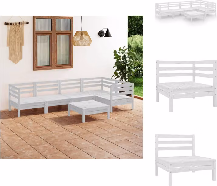 vidaXL Set di 6 pezzi da giardino in pino massiccio bianco - Set di mobili da giardino
