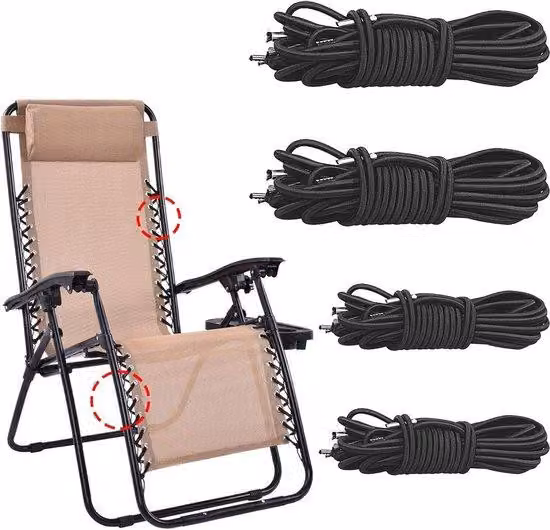 Set di nastri elastici per sedie - nastri elastici - 4 pezzi - nero - 2 x 2,2 m