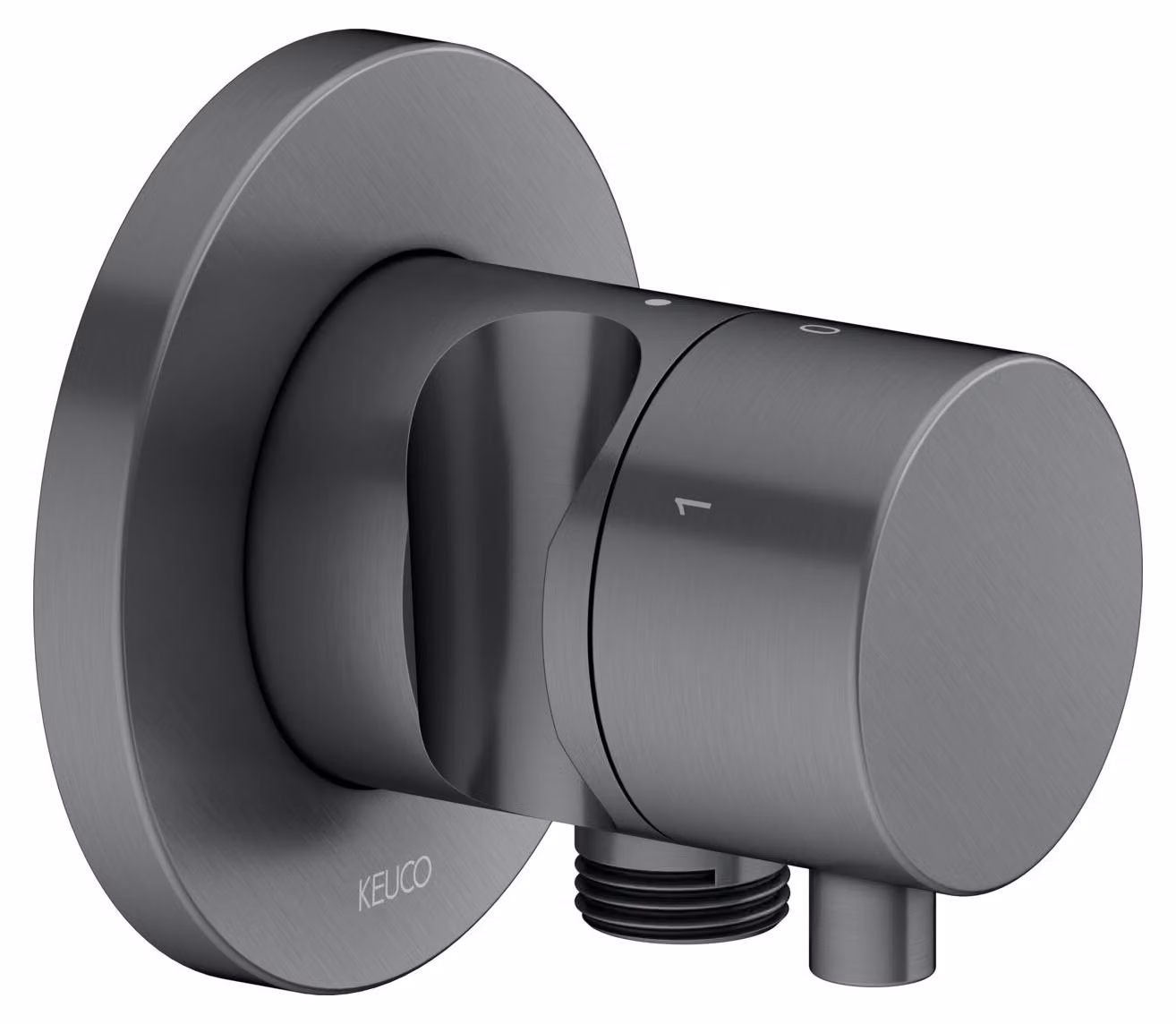 KEUCO IXMO Vanne d'inversion à encastrer 3 consommateurs, raccord de flexible, poignée Comfort et support de douche, avec arrêt, rosace ronde, 59549131201, 59549131201