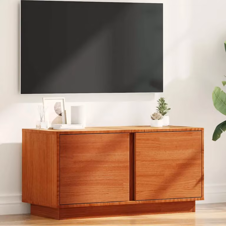 Mobile TV vidaXL in pino massello marrone cerato L 80 cm x P 35 cm x H 40,5 cm