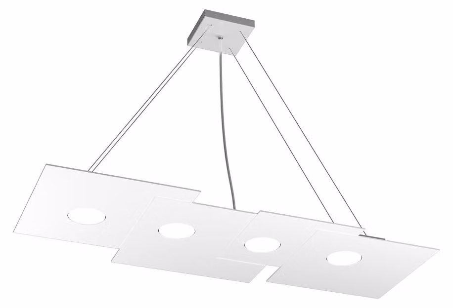 Sospensione Moderna Rettangolare Plate Metallo Bianco 4 Luci Gx53