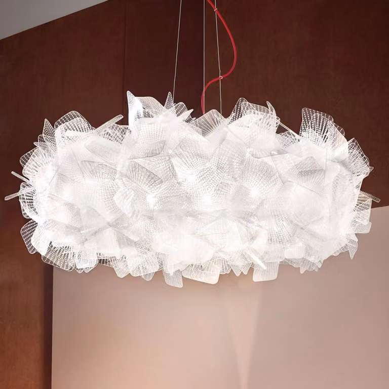 Slamp Lampada a sospensione Clizia, dimmerabile, Bianco / Opale, Soggiorno / Sala da pranzo, Plastica, Design, Lampada a sospensione