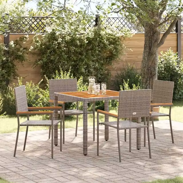 Set da Pranzo per Giardino 5 pz Grigio polyrattan 3365405
