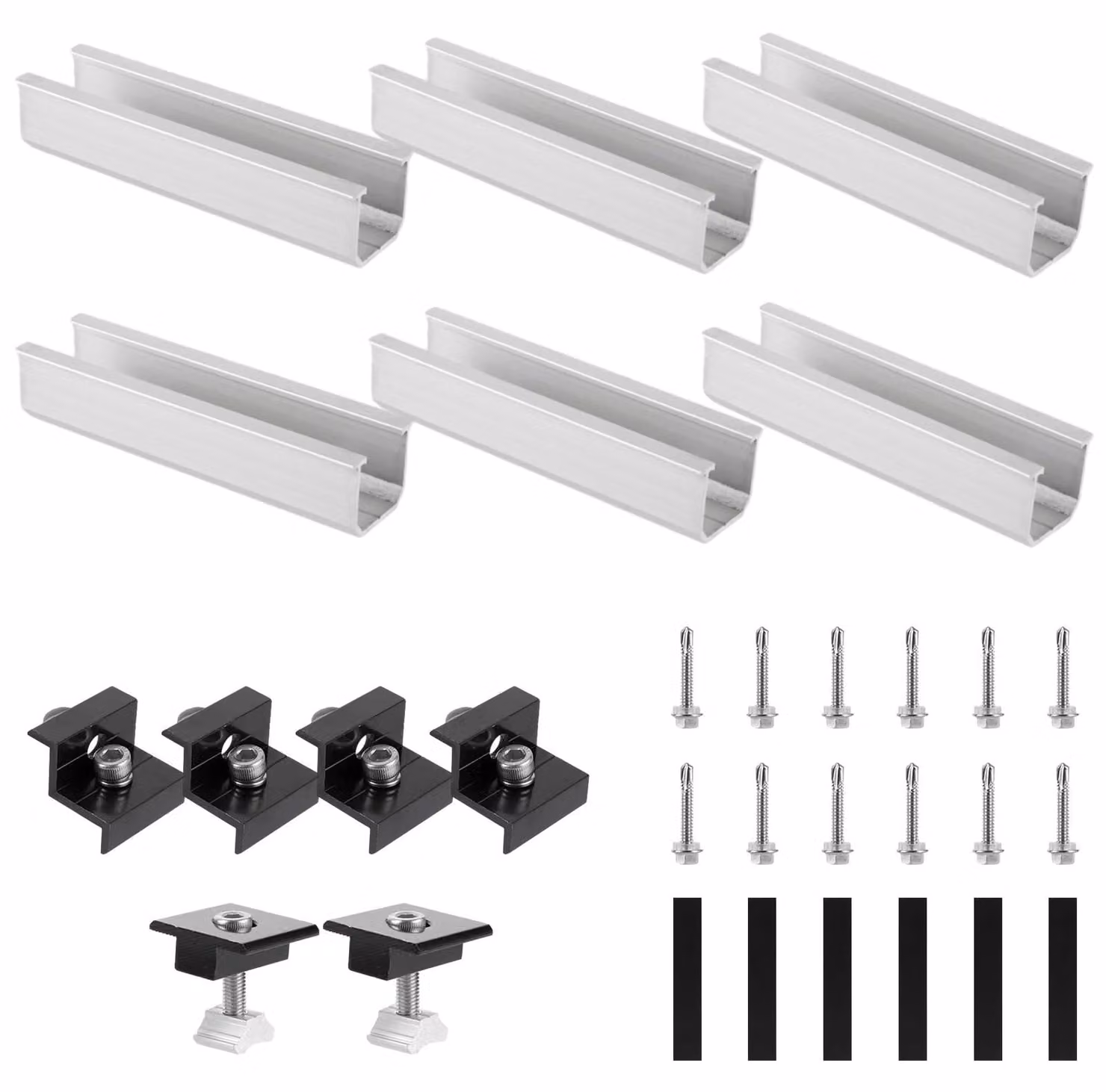 Kit di supporti solari, composto da: 6 profilati a U da 12 cm, morsetti, viti
