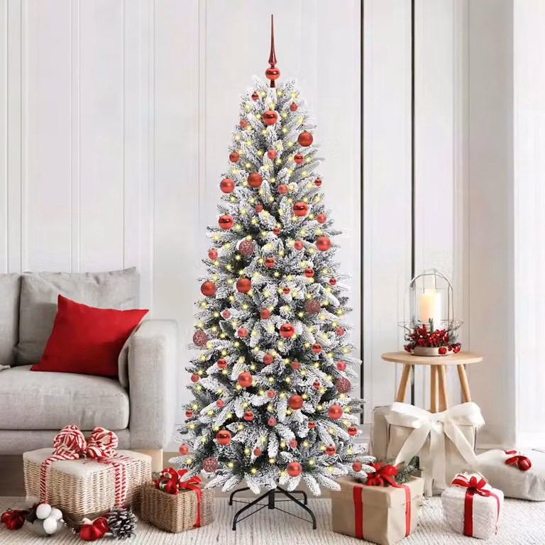 Albero di Natale artificiale moderno vidaXL bianco e verde con 300 LED luce bianca calda, Altezza: 180 cm