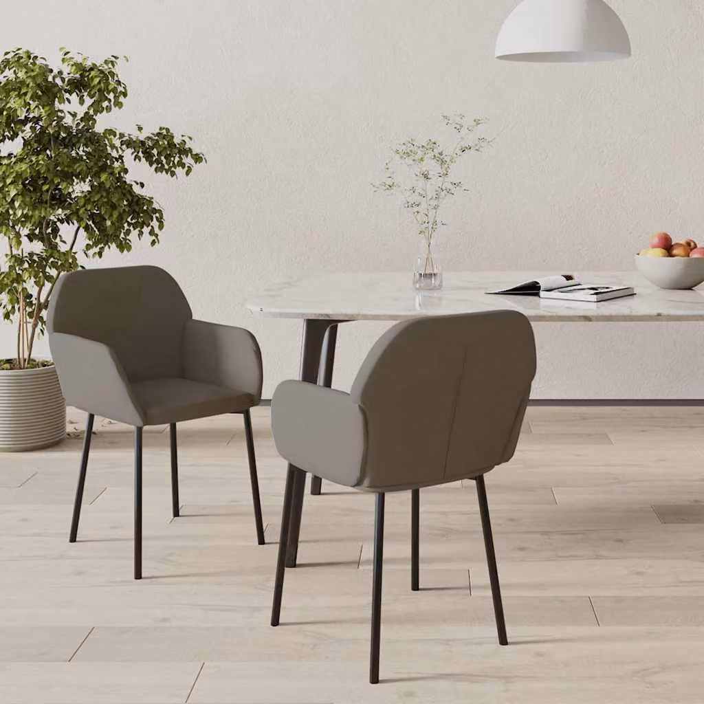 Set di 2 sedie da pranzo vidaXL in velluto grigio scuro con struttura in metallo e MDF