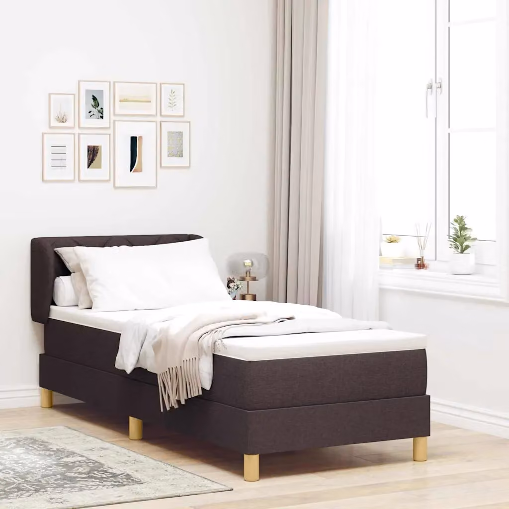 Letto a molle con testiera vidaXL in tessuto marrone scuro L 80 cm x P 200 cm