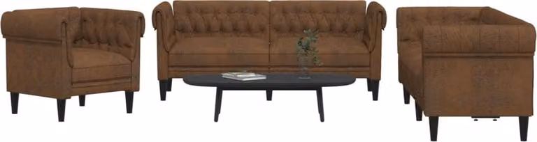 Maison Exclusive - Set divano 3 pezzi in tessuto marrone
