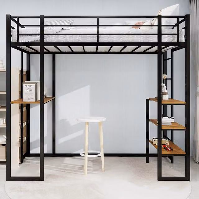 Letto con scrivania - Xylo - 90x200 cm L metallo scala doppia