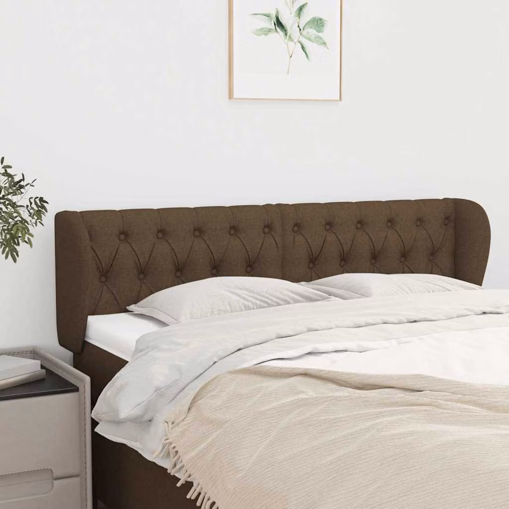 Testiera ad orecchio vidaXL in tessuto marrone scuro L: 163 cm, P: 23 cm, H: 78/88 cm