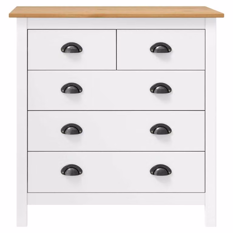Credenza Hill Bianca 79x40x80 cm in Legno Massello di Pino
