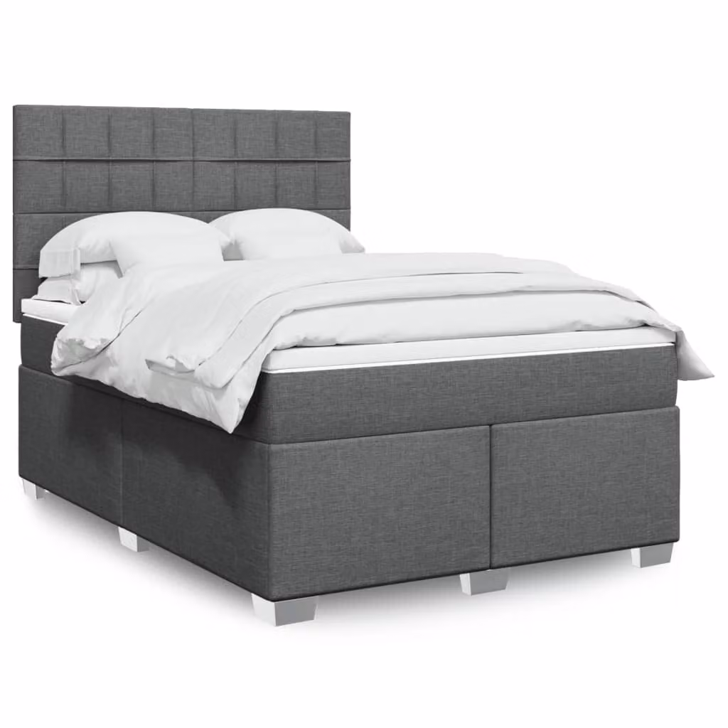 Maison Exclusive - Letto boxspring con materasso grigio scuro 140x190 cm Tessuto