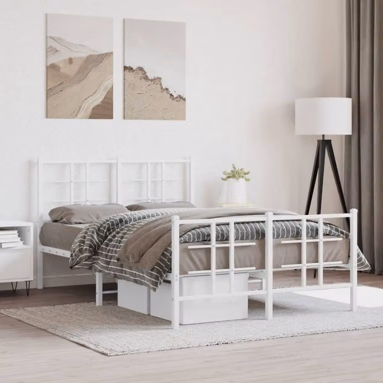 vidaXL Giroletto in metallo bianco con testiera e pediera L/P: 120 x 200 cm