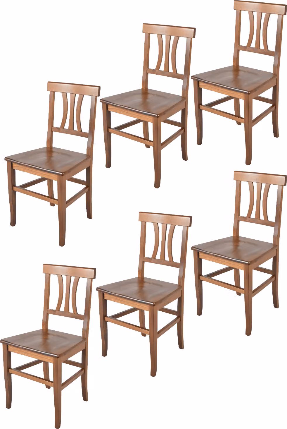 t m c s Tommychairs - Set di 6 sedie ARTEMISIA per cucina e sala da pranzo, struttura robusta in legno di faggio laccato nel colore marrone noce e seduta in legno