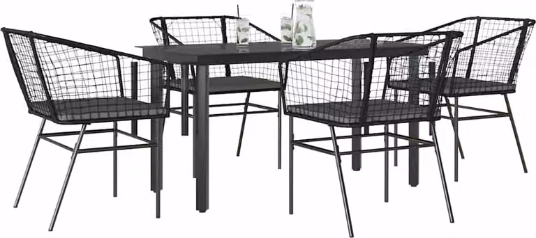 Maison Exclusive - Set da Pranzo da Giardino con Cuscini 5 pz Polyrattan Vetro