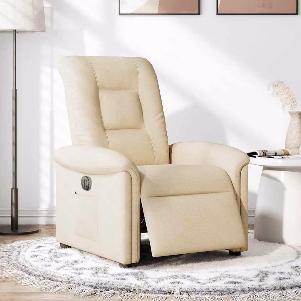 SYFAX™ Poltrona Elettrica Reclinabile Crema in Tessuto