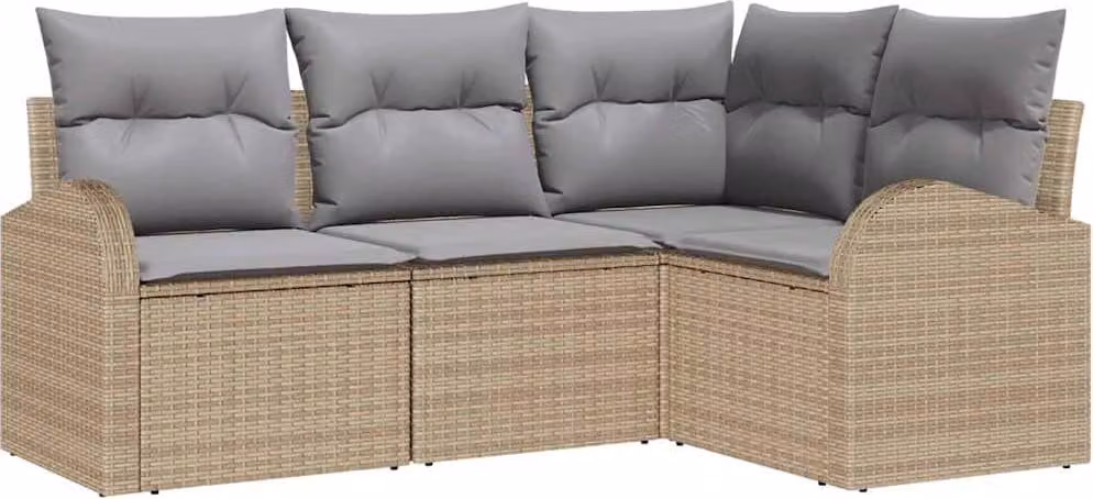 Set Divano da Giardino Beige polyrattan