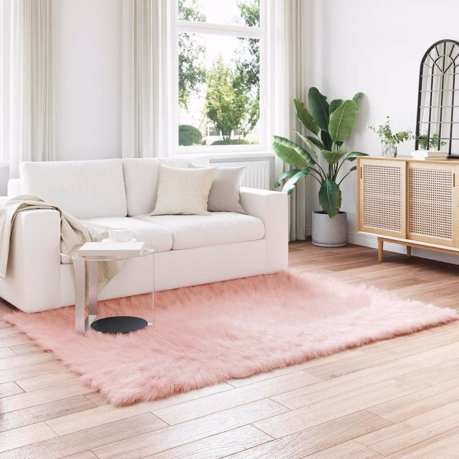 Tappeto moderno vidaXL in poliestere rosa, L: 120 cm, P: 170 cm
