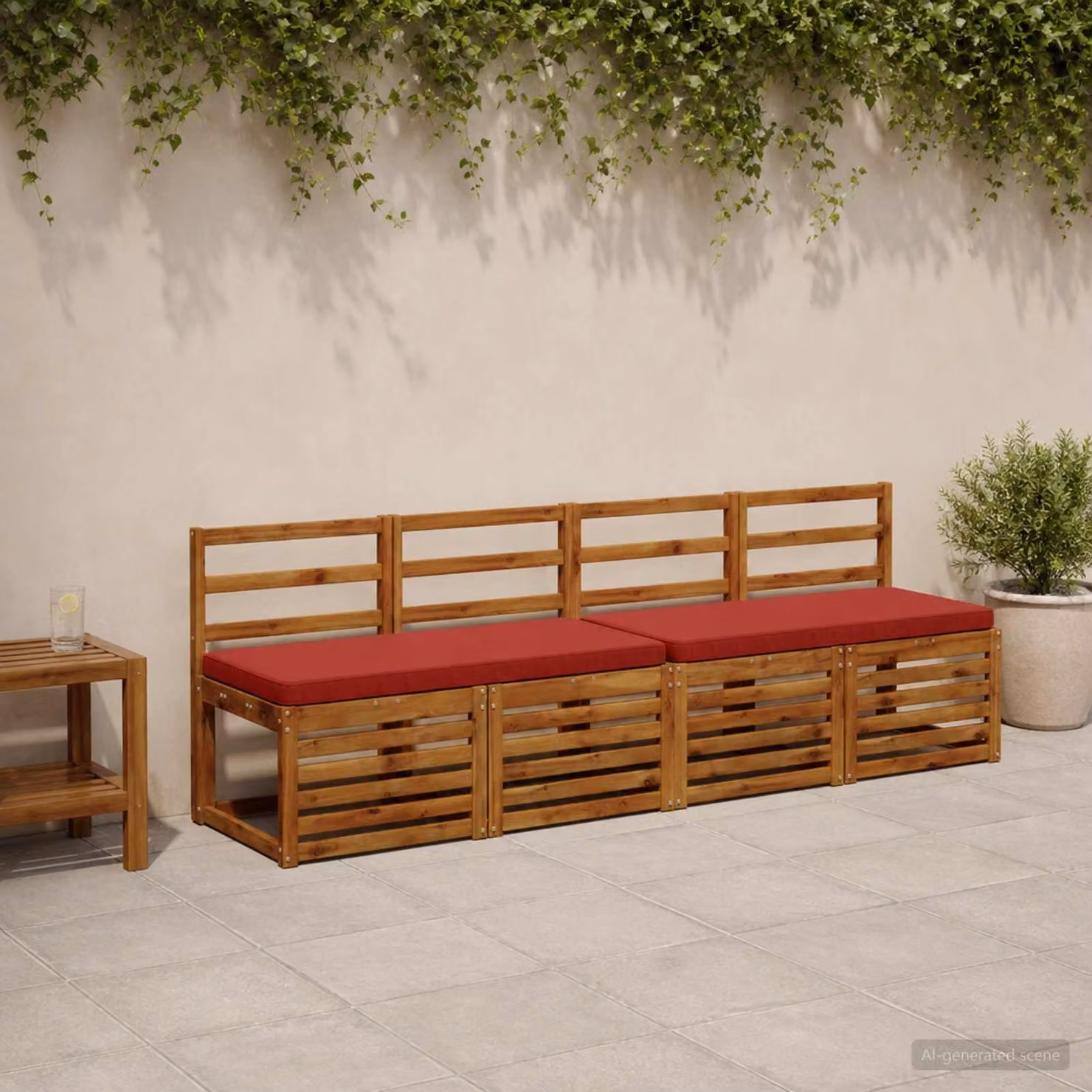 Set di 2 cuscini per panchina vidaXL VUGHT rossi in poliestere con rivestimento rimovibile e resistente ai raggi UV