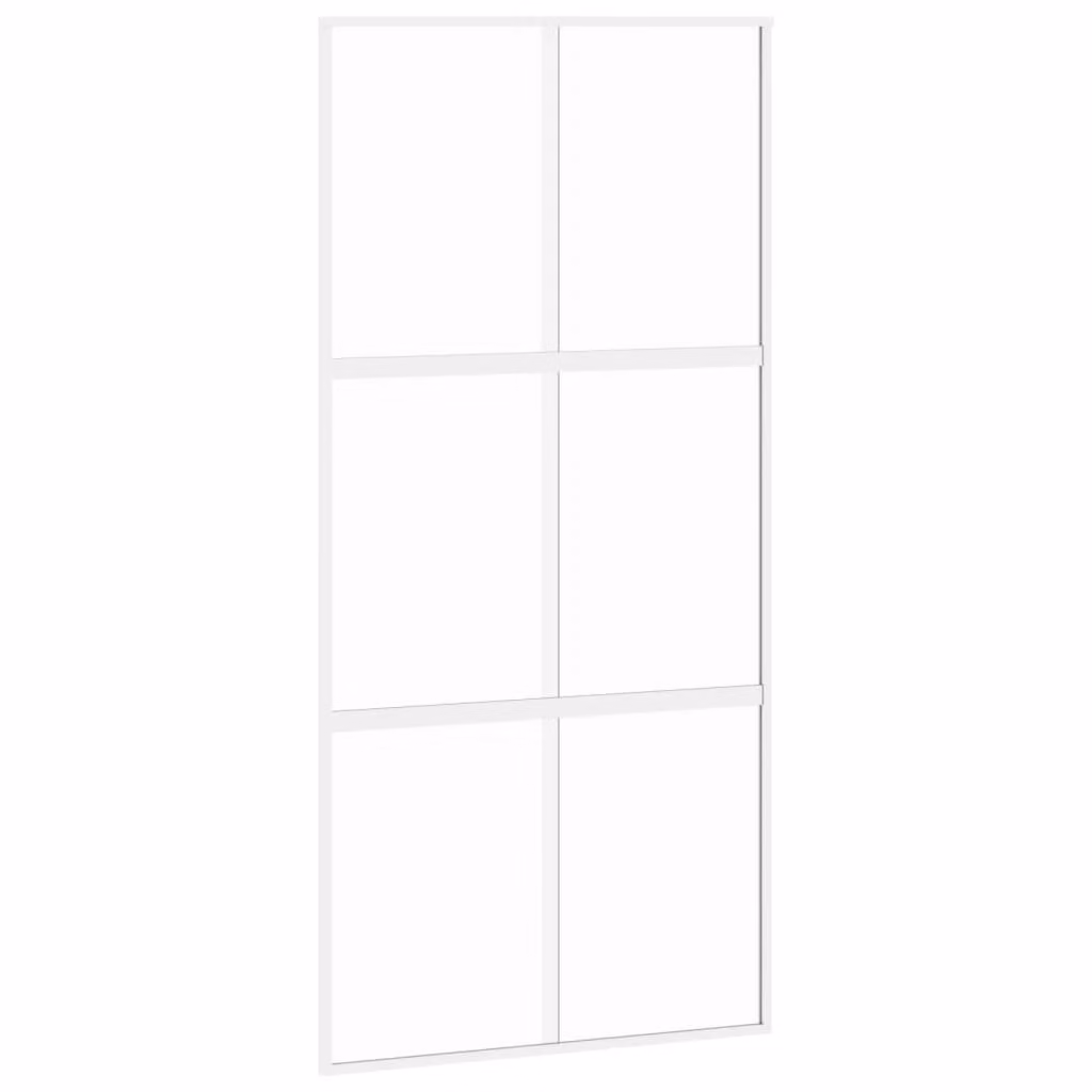 Porta Scorrevole Bianca 102,5x205cm Vetro Temperato e Alluminio
