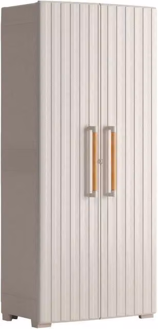 Armadio da Esterno 3 Ripiani 80x45x180H cm in Plastica Keter Groove Alto Sabbia/Beige