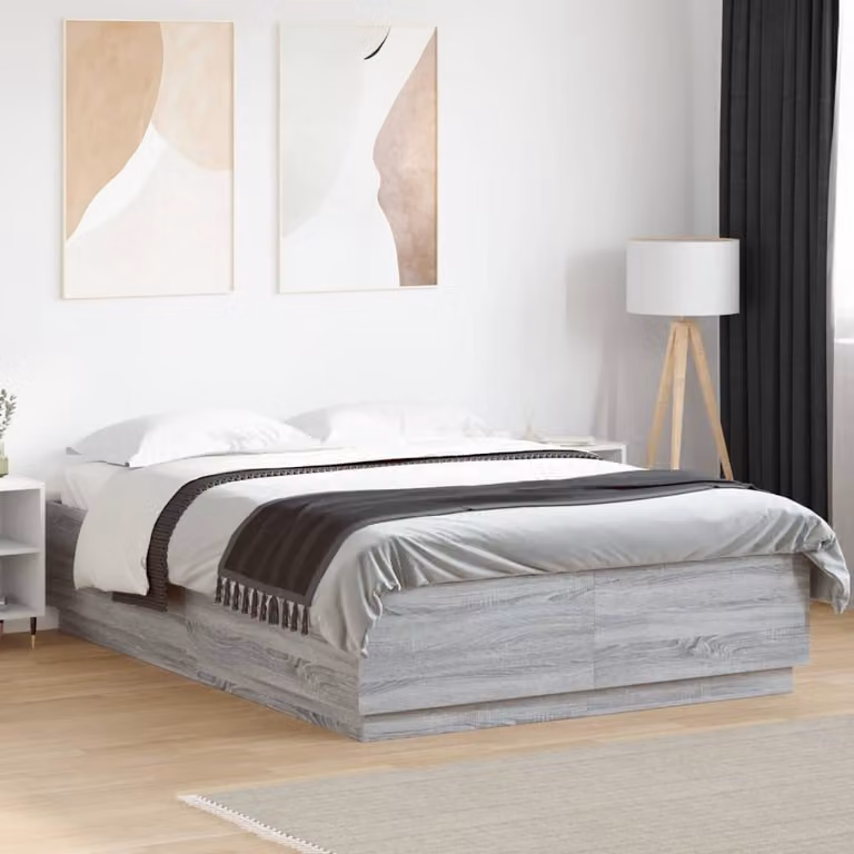 Giroletto vidaXL con luci LED e porta USB, Grigio Sonoma, L/P/H: 120 x 200 x 40 cm