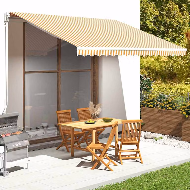 Tessuto di ricambio per tenda da sole vidaXL in poliestere, giallo e bianco, L: 380 cm, P: 20 cm, H: 20 cm