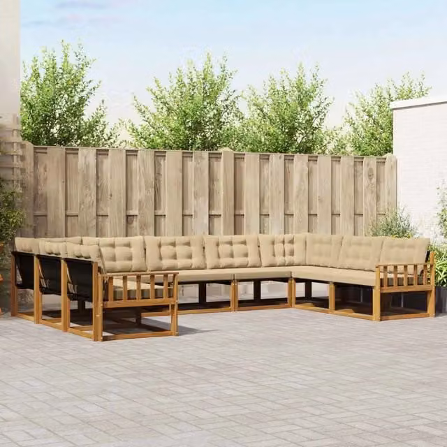 Set di divani da esterno 9 pz Naturale e Beige 3369840